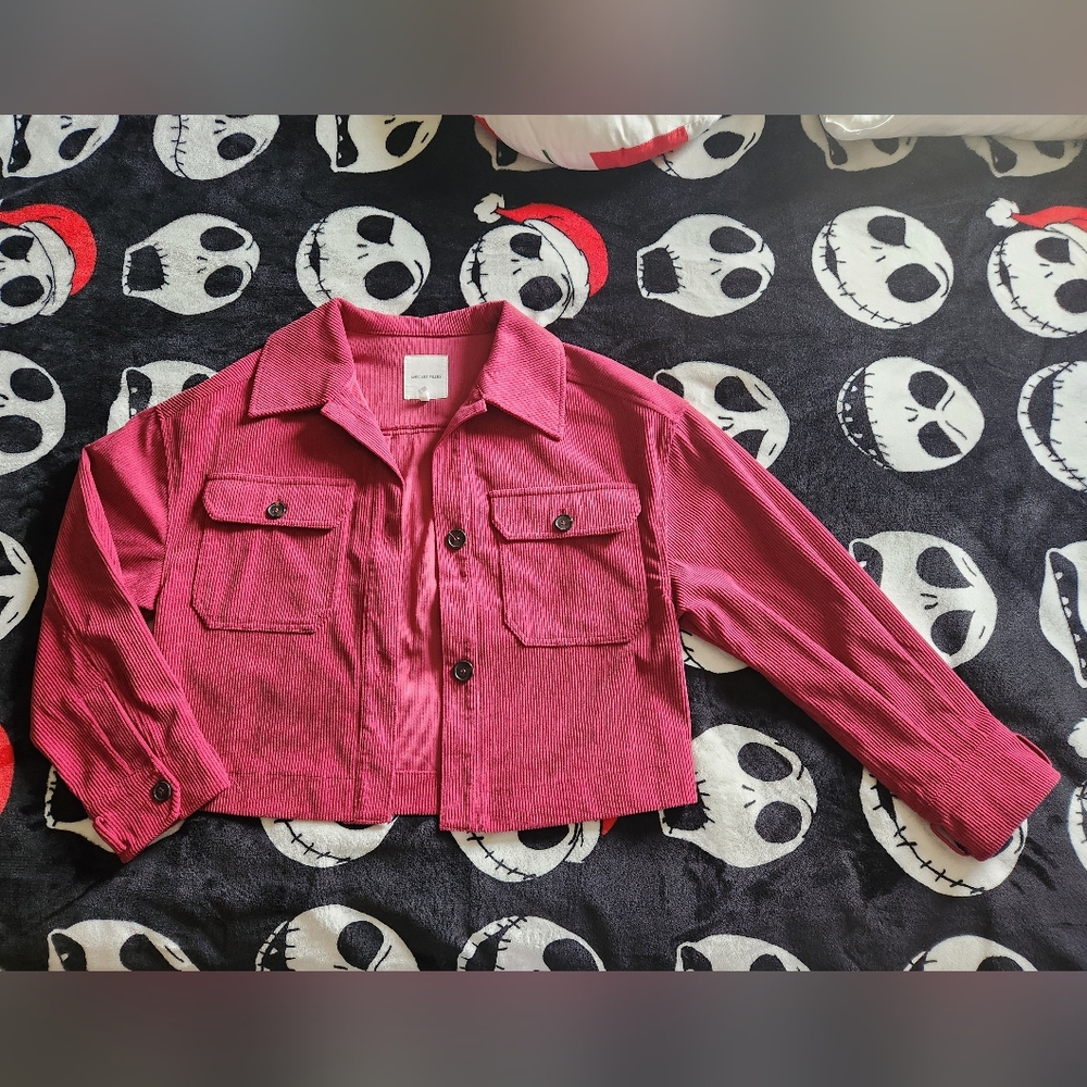 Avec Les Filles Red Corduroy Button-Up Utility Shacket